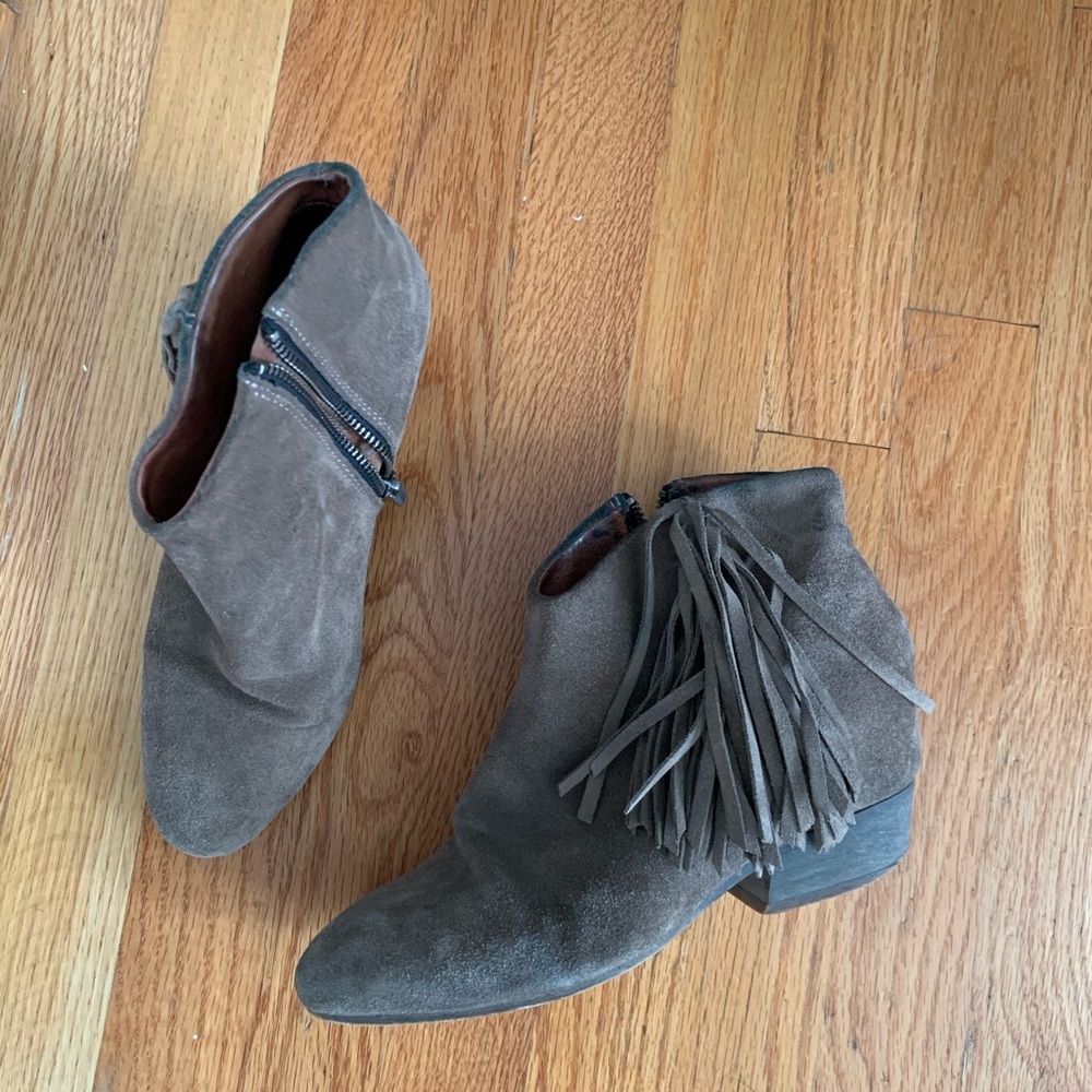 Suede fringe booties